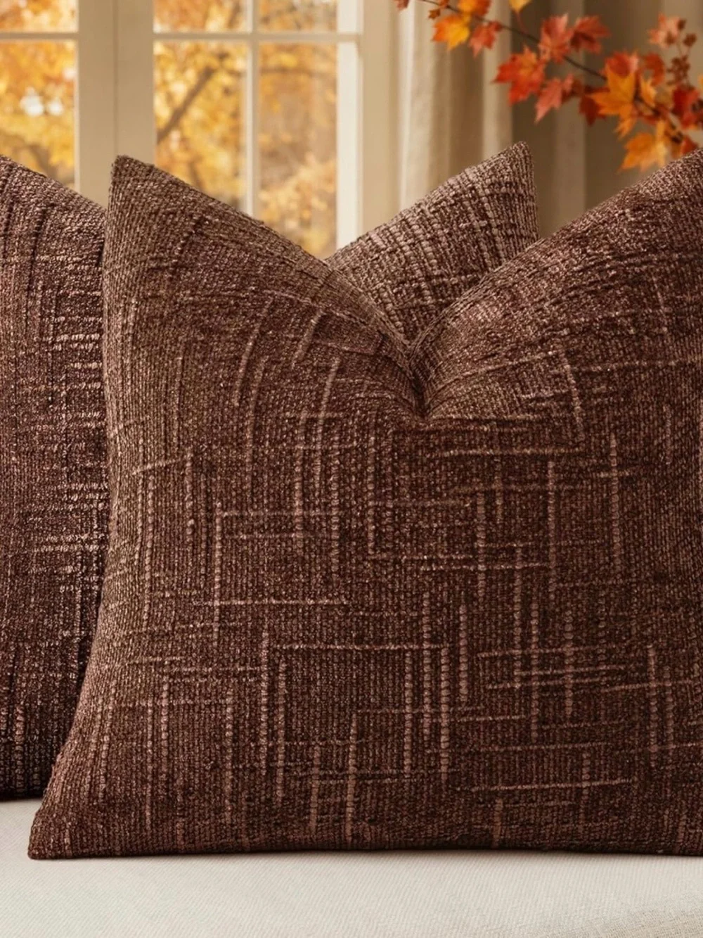 Brown Textured Throw Pillow Cover Brand: